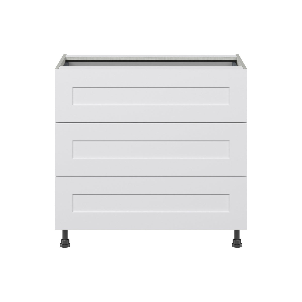 Hugo&Borg Jolie 36-in W x 34.5-in H x 24-in D Warm White 3-Drawer Base Fully Assembled Cabinet