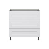 Hugo&Borg Jolie 36-in W x 34.5-in H x 24-in D Warm White 3-Drawer Base Fully Assembled Cabinet