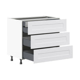 Hugo&Borg Jolie 36-in W x 34.5-in H x 24-in D Warm White 3-Drawer Base Fully Assembled Cabinet