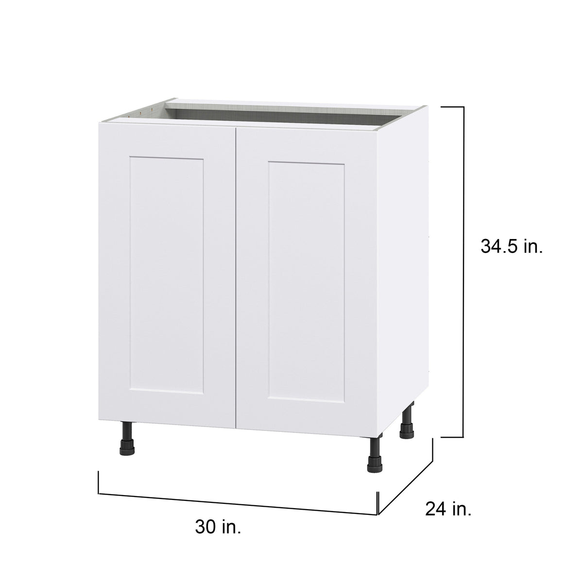 Hugo&Borg Jolie 30-in W x 34.5-in H x 24-in D Warm White Sink Base Fully Assembled Cabinet (Flat Panel Shaker Style)