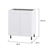 Hugo&Borg Jolie 30-in W x 34.5-in H x 24-in D Warm White Sink Base Fully Assembled Cabinet (Flat Panel Shaker Style)