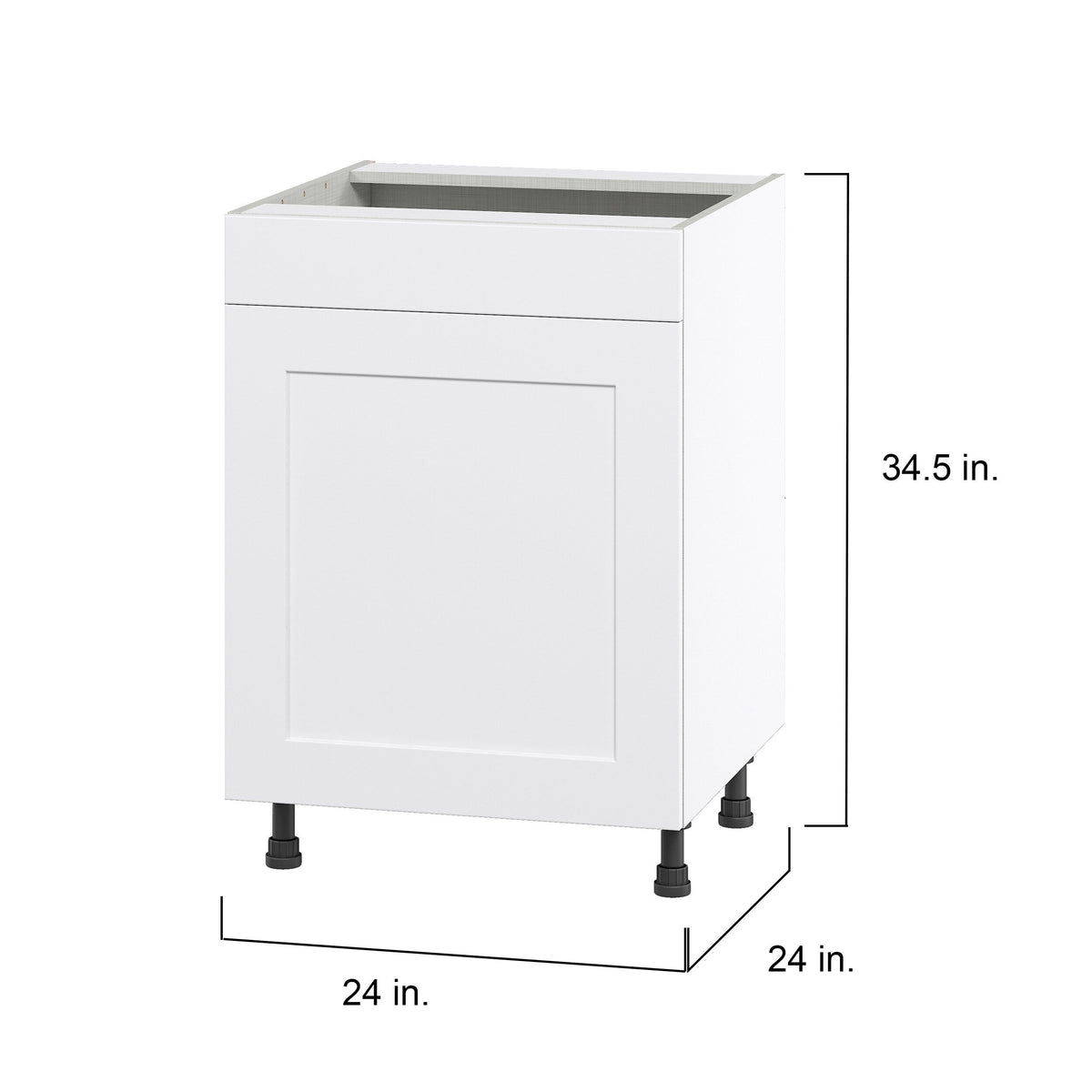 Hugo&Borg Jolie 24-in W x 34.5-in H x 24-in D Warm White Sink Base Fully Assembled Cabinet (Flat Panel Shaker Style)