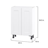 Hugo&Borg Jolie 24-in W x 34.5-in H x 14-in D Warm White Base Fully Assembled Cabinet (Flat Panel Shaker Door Style)