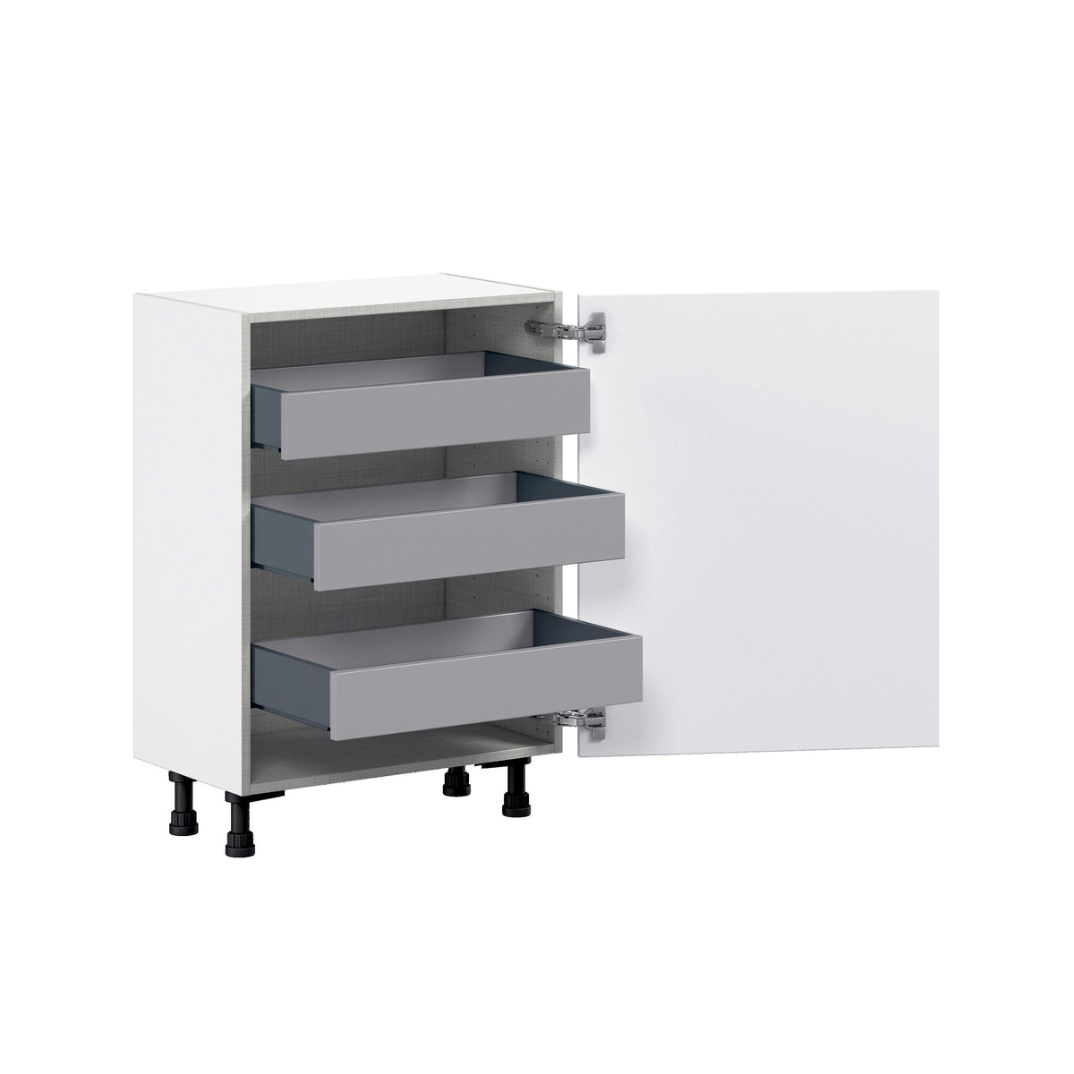 Hugo&Borg Jolie 24-in W x 34.5-in H x 14-in D Warm White 3-Drawers Base Fully Assembled Cabinet (Flat Panel Shaker Style)