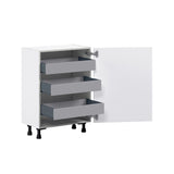 Hugo&Borg Jolie 24-in W x 34.5-in H x 14-in D Warm White 3-Drawers Base Fully Assembled Cabinet (Flat Panel Shaker Style)