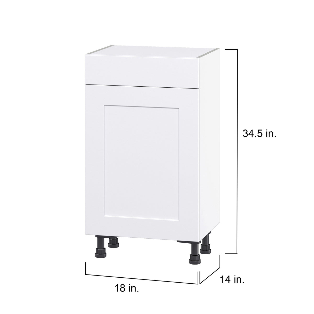 Hugo&Borg Jolie 18-in W x 34.5-in H x 14-in D Warm White 1-Drawer Base Fully Assembled Cabinet (Flat Panel Shaker Style)