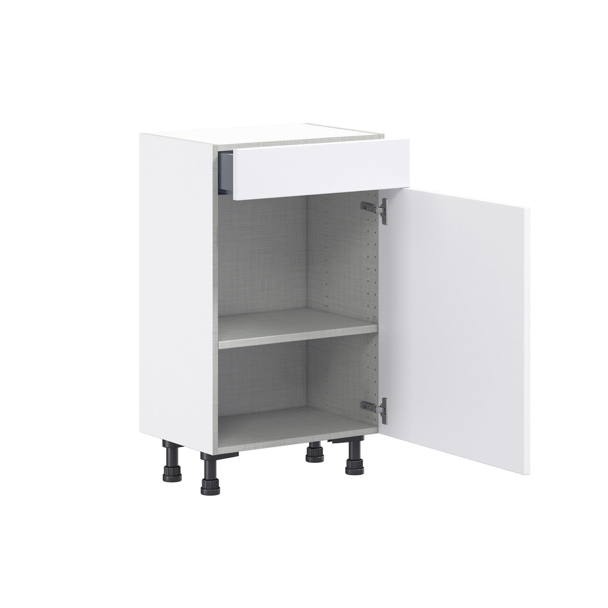Hugo&Borg Jolie 18-in W x 34.5-in H x 14-in D Warm White 1-Drawer Base Fully Assembled Cabinet (Flat Panel Shaker Style)