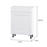 Hugo&Borg Jolie 24-in W x 34.5-in H x 14-in D Warm White 1-Drawer Base Fully Assembled Cabinet (Flat Panel Shaker Style)