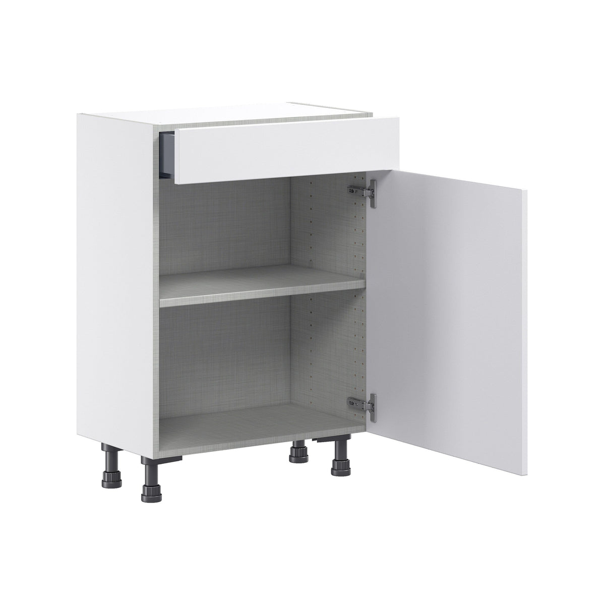 Hugo&Borg Jolie 24-in W x 34.5-in H x 14-in D Warm White 1-Drawer Base Fully Assembled Cabinet (Flat Panel Shaker Style)
