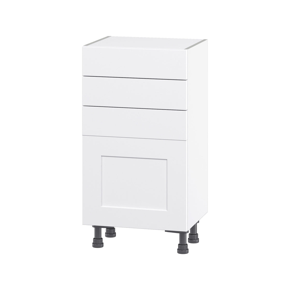 Hugo&Borg Jolie 18-in W x 34.5-in H x 14-in D Warm White 3-Drawers Base Fully Assembled Cabinet (Flat Panel Shaker Style)