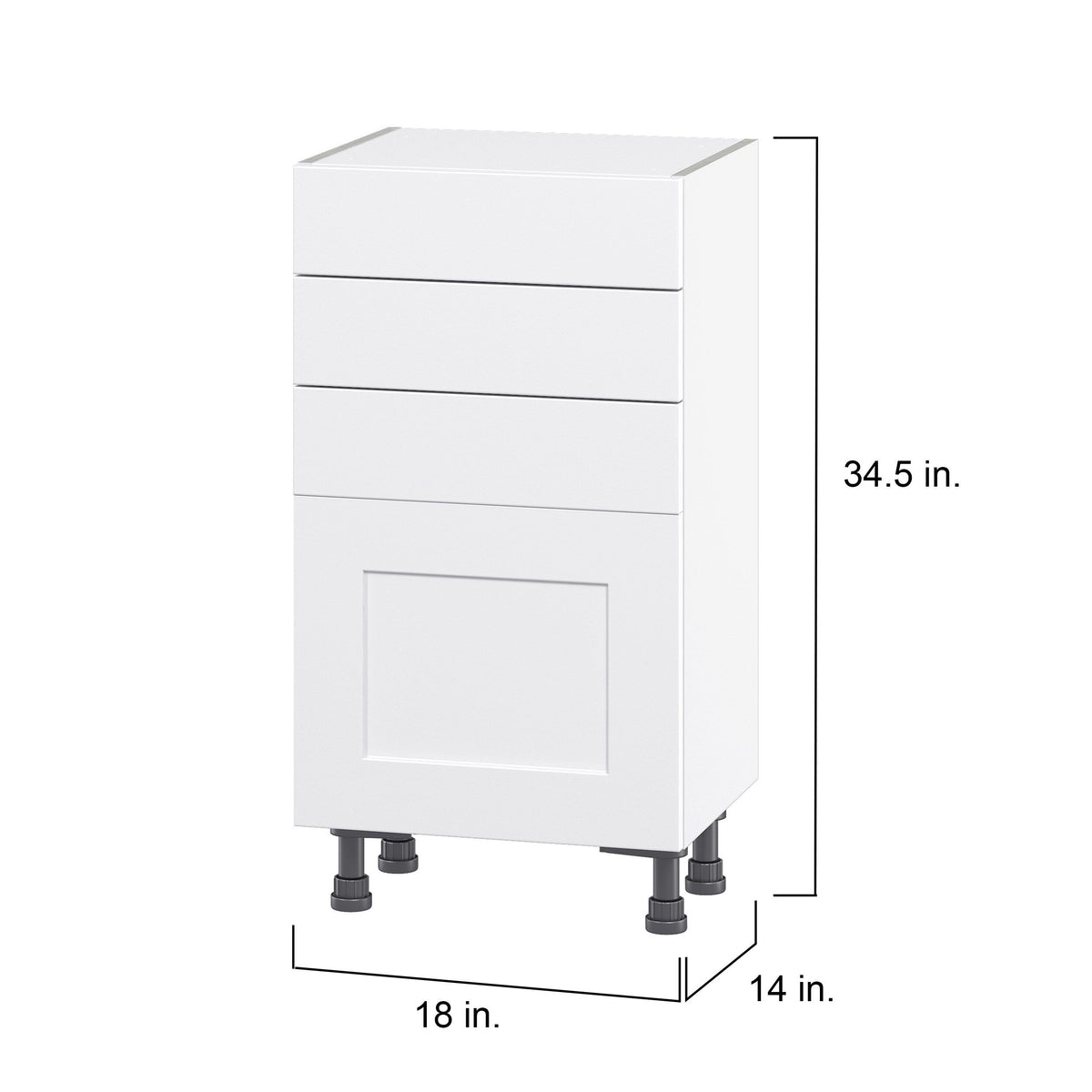 Hugo&Borg Jolie 18-in W x 34.5-in H x 14-in D Warm White 3-Drawers Base Fully Assembled Cabinet (Flat Panel Shaker Style)