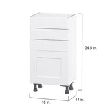Hugo&Borg Jolie 18-in W x 34.5-in H x 14-in D Warm White 3-Drawers Base Fully Assembled Cabinet (Flat Panel Shaker Style)