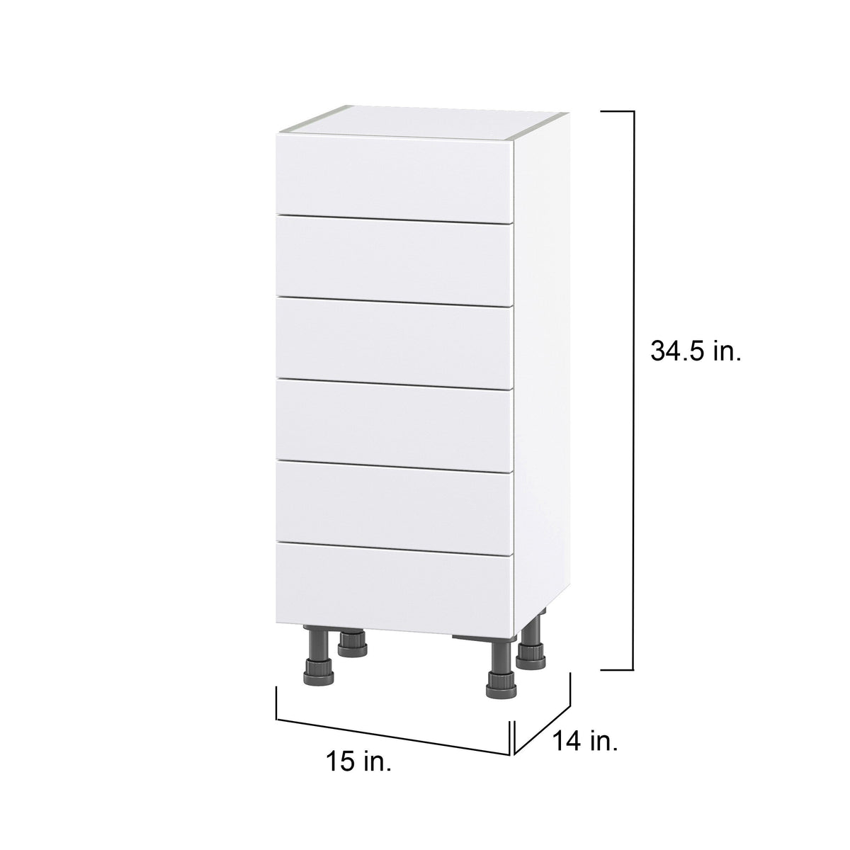 Hugo&Borg Jolie 15-in W x 34.5-in H x 14-in D Warm White 6-Drawer Base Fully Assembled Cabinet