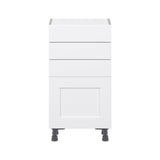 Hugo&Borg Jolie 18-in W x 34.5-in H x 14-in D Warm White 3-Drawers Base Fully Assembled Cabinet (Flat Panel Shaker Style)