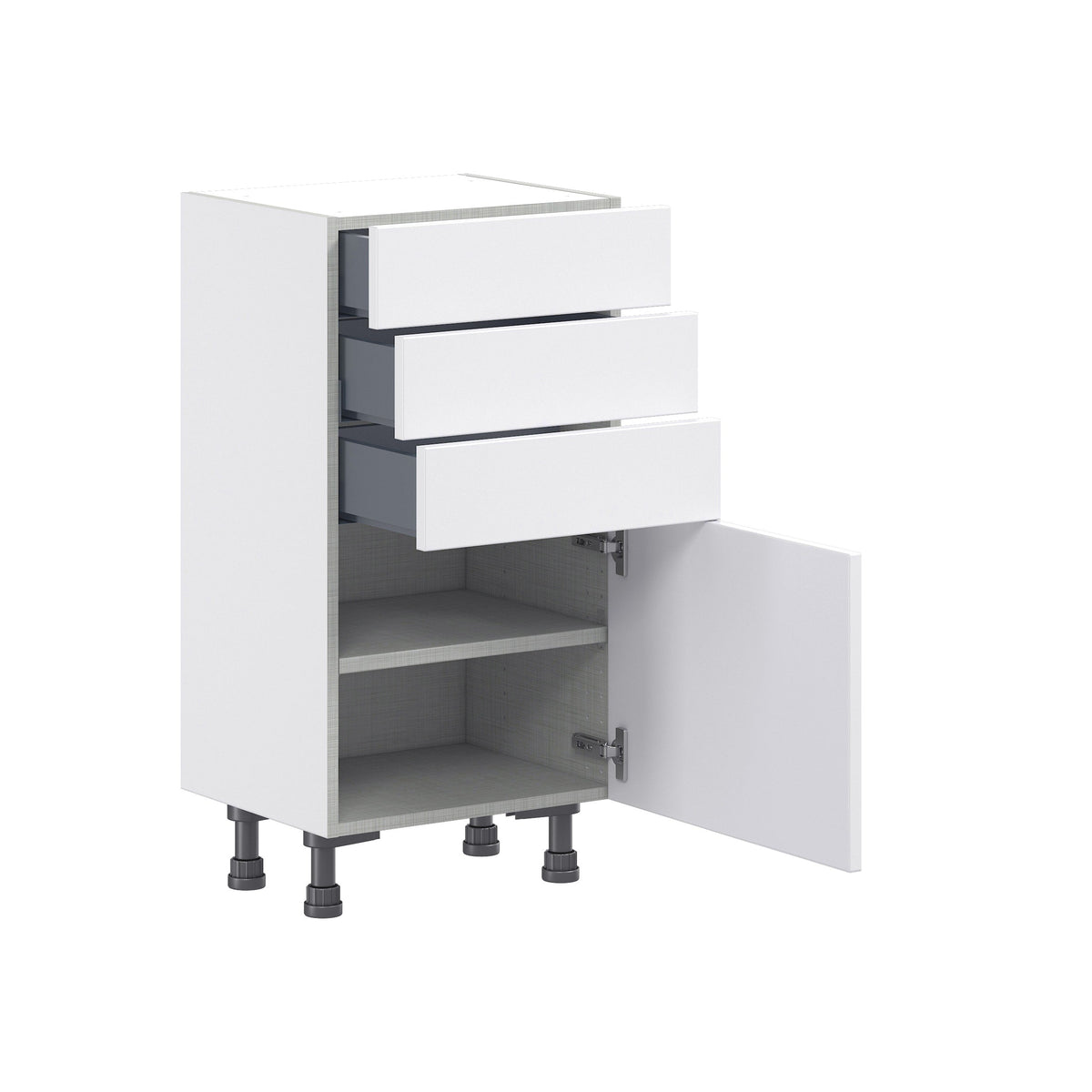 Hugo&Borg Jolie 18-in W x 34.5-in H x 14-in D Warm White 3-Drawers Base Fully Assembled Cabinet (Flat Panel Shaker Style)