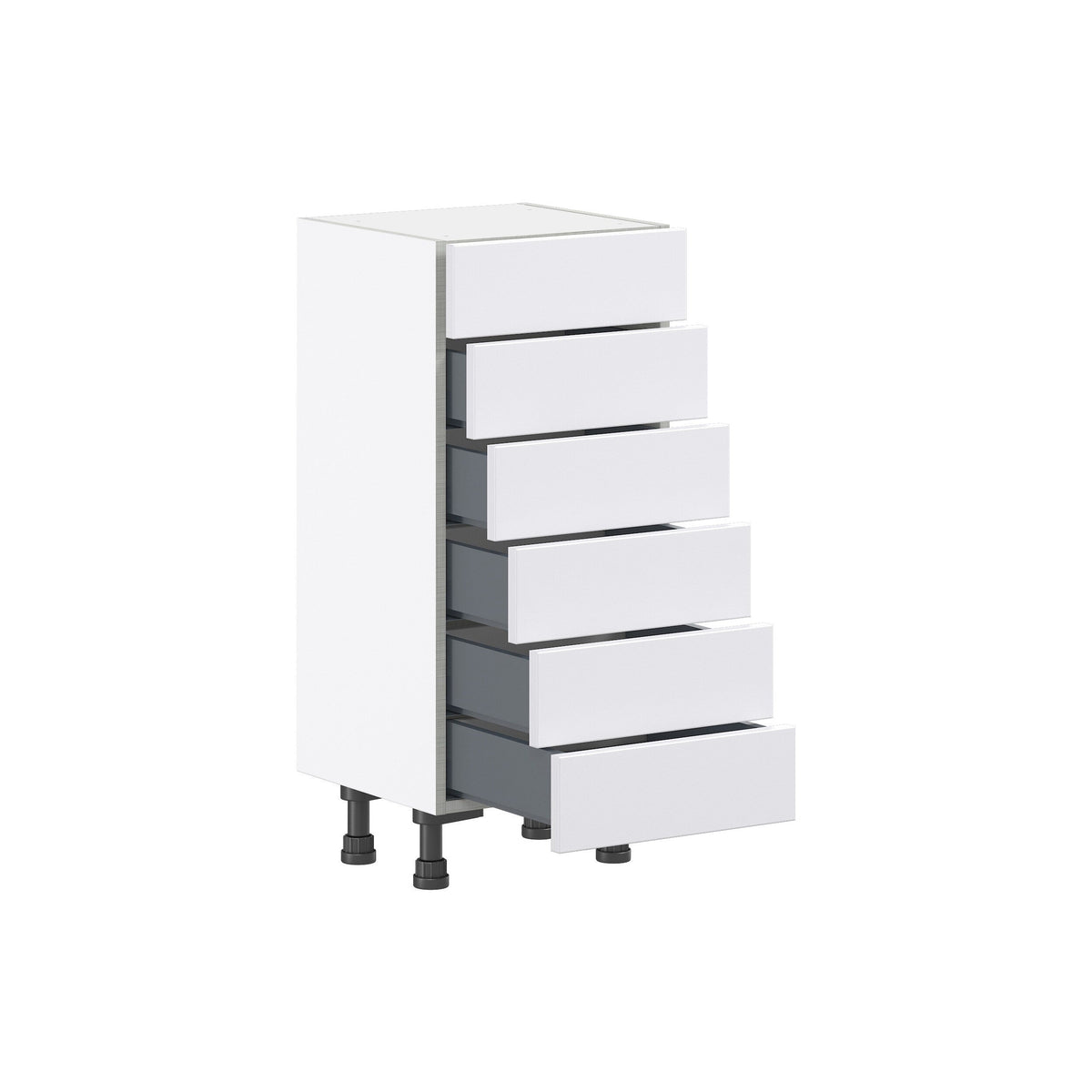 Hugo&Borg Jolie 15-in W x 34.5-in H x 14-in D Warm White 6-Drawer Base Fully Assembled Cabinet