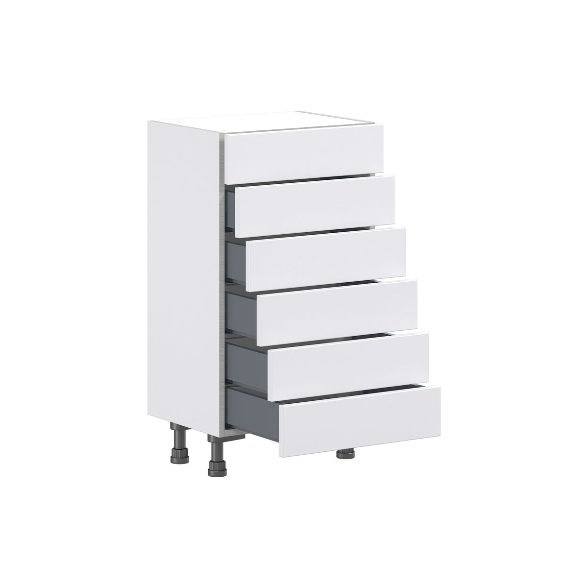 Hugo&Borg Jolie 18-in W x 34.5-in H x 14-in D Warm White 6-Drawer Base Fully Assembled Cabinet