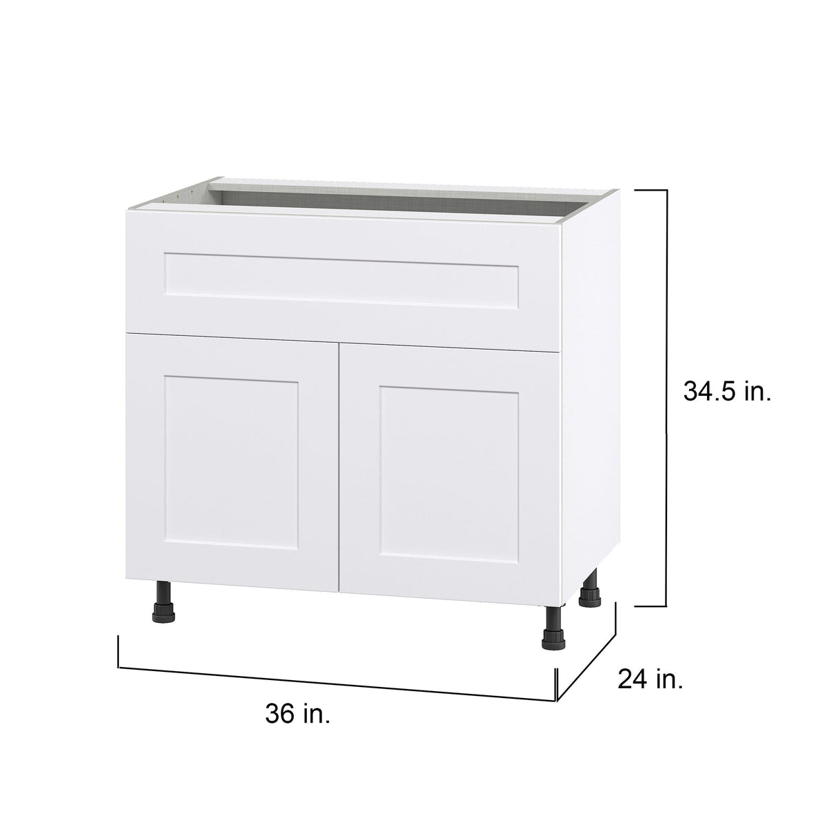 Hugo&Borg Jolie 36-in W x 34.5-in H x 24-in D Warm White 1-Drawer Base Fully Assembled Cabinet (Flat Panel Shaker Style)