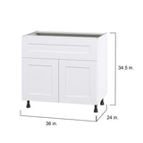 Hugo&Borg Jolie 36-in W x 34.5-in H x 24-in D Warm White 1-Drawer Base Fully Assembled Cabinet (Flat Panel Shaker Style)