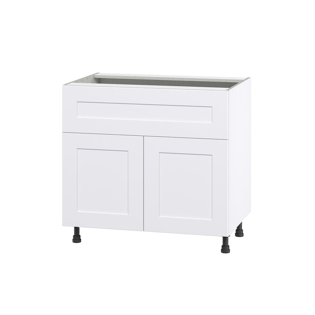 Hugo&Borg Jolie 36-in W x 34.5-in H x 24-in D Warm White 1-Drawer Base Fully Assembled Cabinet (Flat Panel Shaker Style)