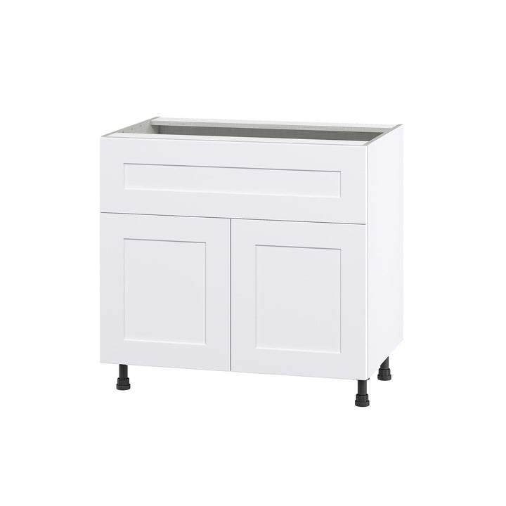 Hugo&Borg Jolie 36-in W x 34.5-in H x 24-in D Warm White 1-Drawer Base Fully Assembled Cabinet (Flat Panel Shaker Style)