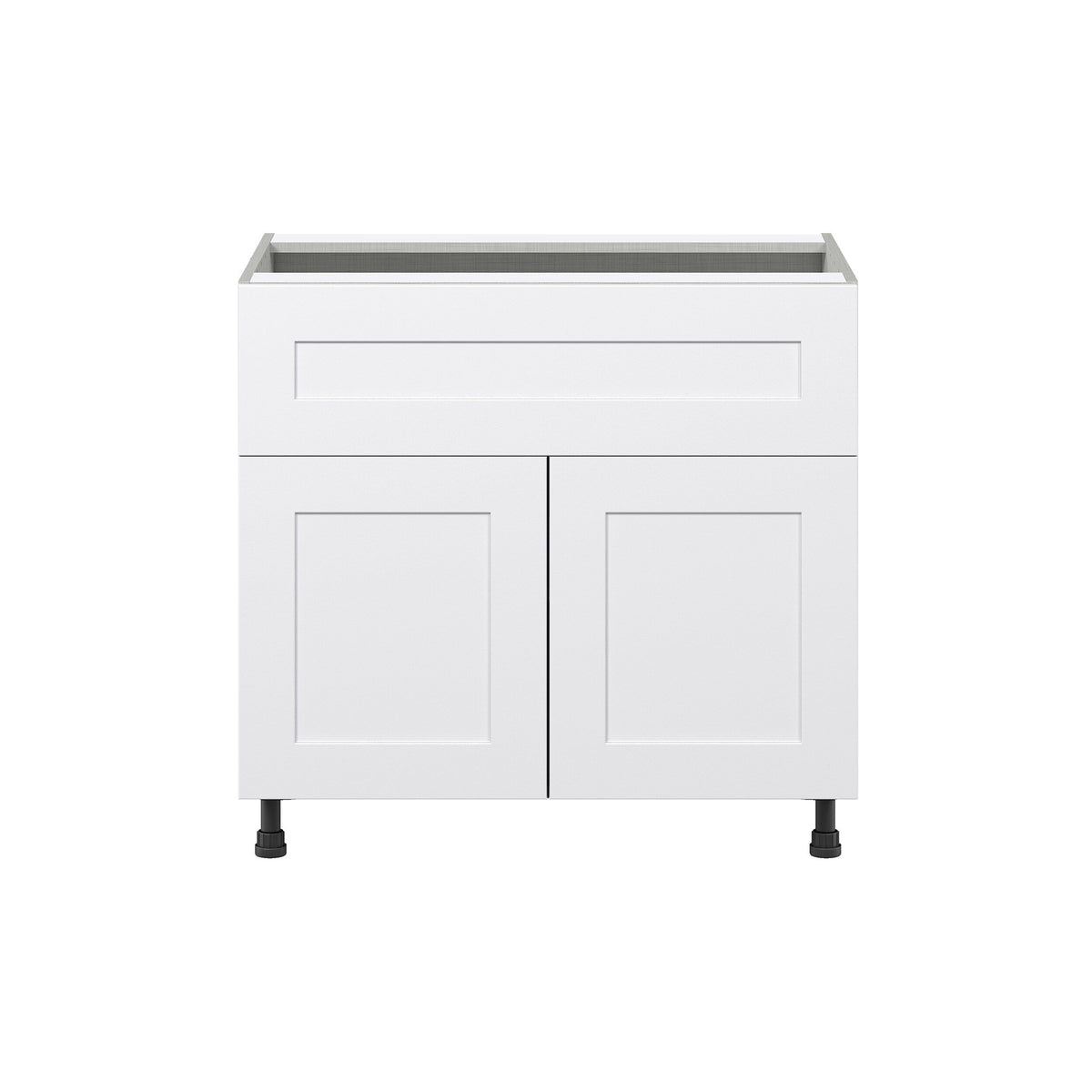 Hugo&Borg Jolie 36-in W x 34.5-in H x 24-in D Warm White 1-Drawer Base Fully Assembled Cabinet (Flat Panel Shaker Style)