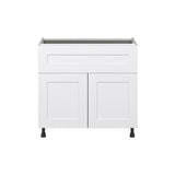 Hugo&Borg Jolie 36-in W x 34.5-in H x 24-in D Warm White 1-Drawer Base Fully Assembled Cabinet (Flat Panel Shaker Style)