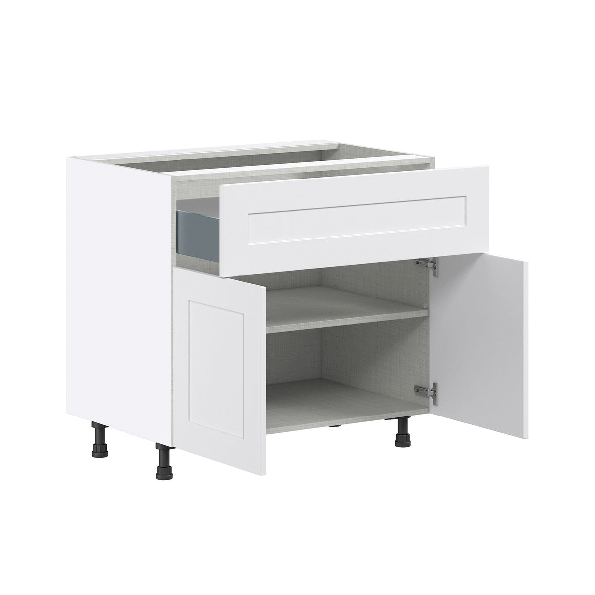 Hugo&Borg Jolie 36-in W x 34.5-in H x 24-in D Warm White 1-Drawer Base Fully Assembled Cabinet (Flat Panel Shaker Style)