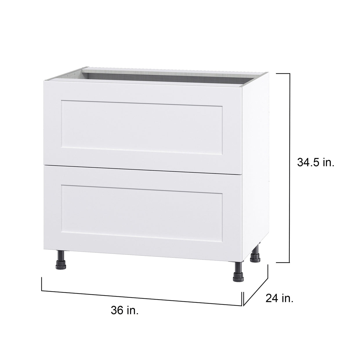 Hugo&Borg Jolie 36-in W x 34.5-in H x 24-in D Warm White 2-Drawer Base Fully Assembled Cabinet