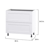 Hugo&Borg Jolie 36-in W x 34.5-in H x 24-in D Warm White 2-Drawer Base Fully Assembled Cabinet