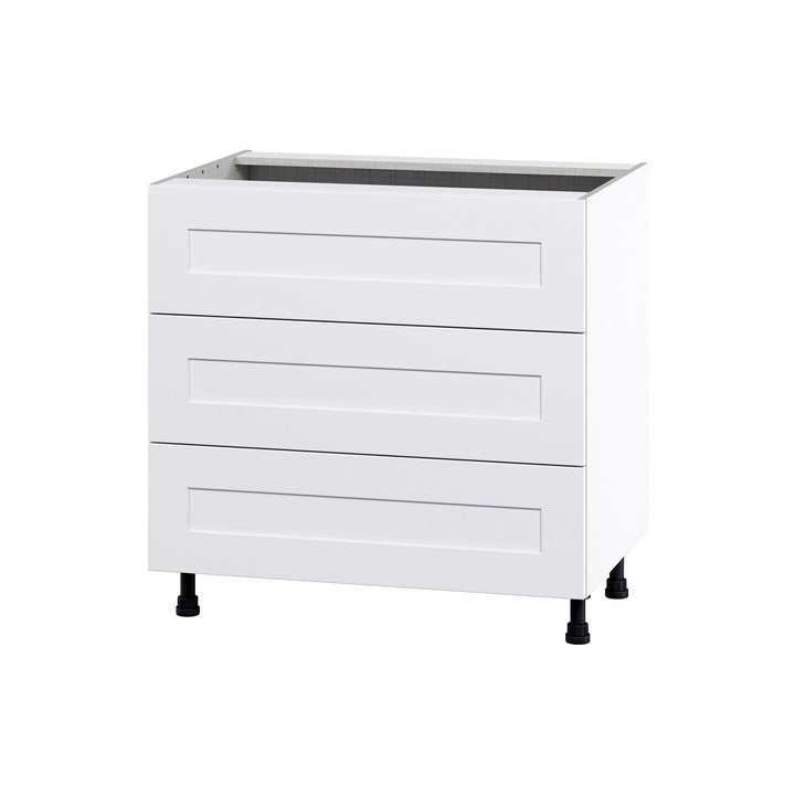 Hugo&Borg Jolie 36-in W x 34.5-in H x 24-in D Warm White 3-Drawer Base Fully Assembled Cabinet