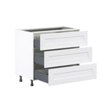 Hugo&Borg Jolie 36-in W x 34.5-in H x 24-in D Warm White 3-Drawer Base Fully Assembled Cabinet