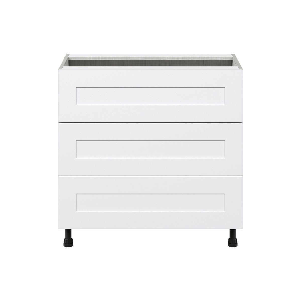 Hugo&Borg Jolie 36-in W x 34.5-in H x 24-in D Warm White 3-Drawer Base Fully Assembled Cabinet