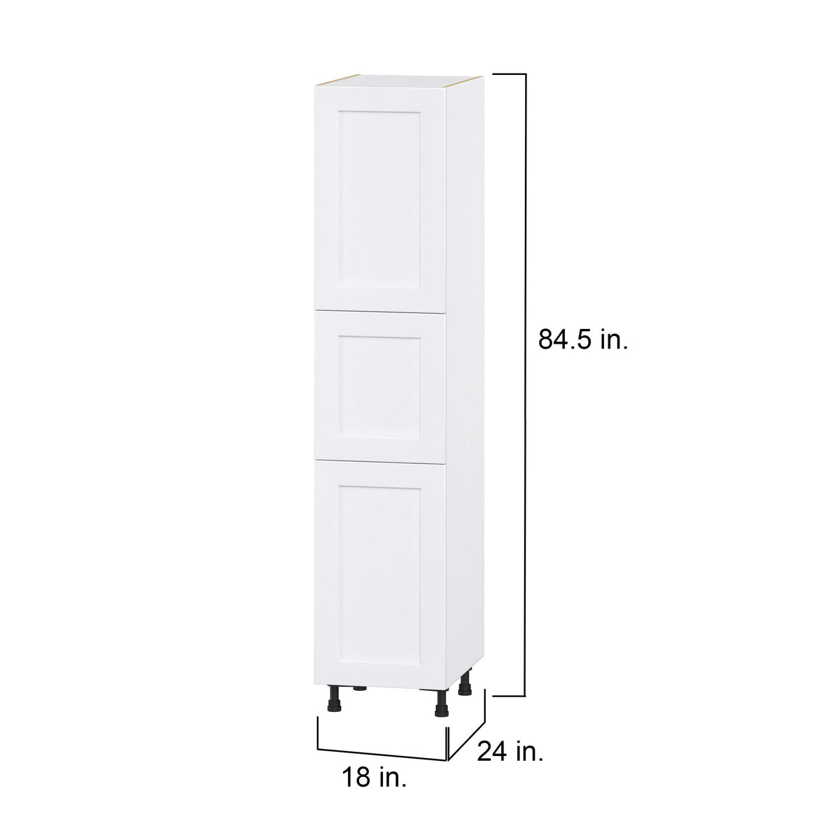 Hugo&Borg Jolie 18-in W x 84.5-in H x 24-in D Warm White Pantry Fully Assembled Cabinet (Flat Panel Shaker Door Style)