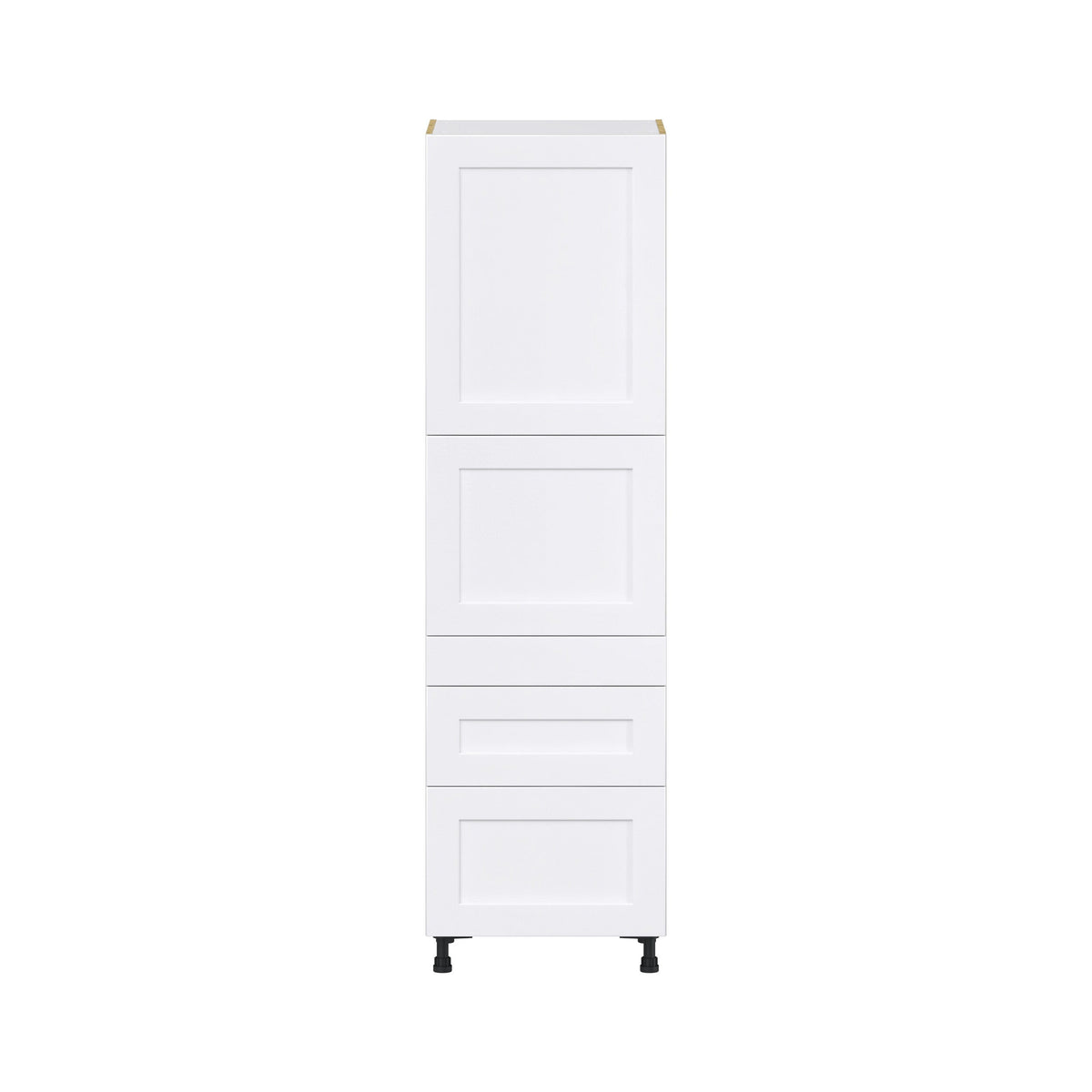 Hugo&Borg Jolie 24-in W x 84.5-in H x 24-in D Warm White 3-Drawers Pantry Fully Assembled Cabinet (Flat Panel Shaker Style)