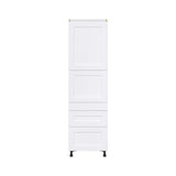 Hugo&Borg Jolie 24-in W x 84.5-in H x 24-in D Warm White 3-Drawers Pantry Fully Assembled Cabinet (Flat Panel Shaker Style)