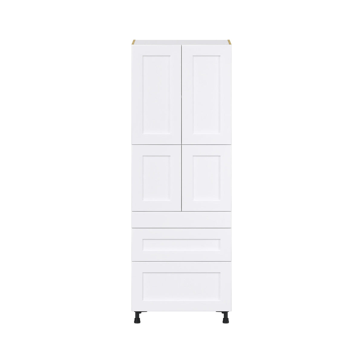 Hugo&Borg Jolie 30-in W x 84.5-in H x 24-in D Warm White 3-Drawers Pantry Fully Assembled Cabinet (Flat Panel Shaker Style)