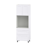 Hugo&Borg Jolie 30-in W x 89.5-in H x 24-in D Warm White 3-Drawers Single Oven Base Fully Assembled Cabinet (Flat Panel Shaker Style)