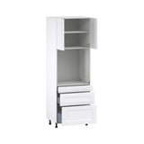 Hugo&Borg Jolie 30-in W x 89.5-in H x 24-in D Warm White 3-Drawers Single Oven Base Fully Assembled Cabinet (Flat Panel Shaker Style)