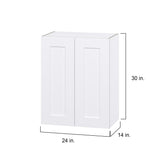 Hugo&Borg Jolie 24-in W x 30-in H x 14-in D Warm White Wall Fully Assembled Cabinet (Flat Panel Shaker Door Style)