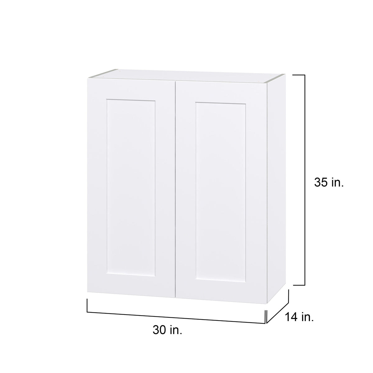 Hugo&Borg Jolie 30-in W x 35-in H x 14-in D Warm White Wall Fully Assembled Cabinet (Flat Panel Shaker Door Style)