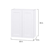Hugo&Borg Jolie 30-in W x 35-in H x 14-in D Warm White Wall Fully Assembled Cabinet (Flat Panel Shaker Door Style)
