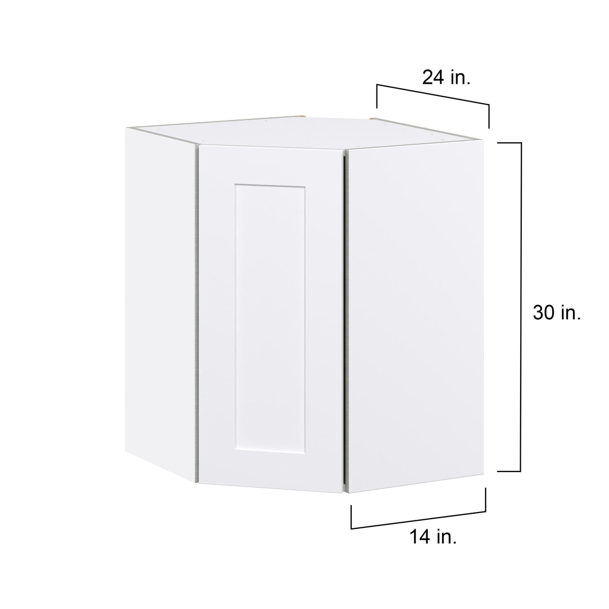 Hugo&Borg Jolie 24-in W x 30-in H x 14-in D Warm White Diagonal Corner Wall Fully Assembled Cabinet (Flat Panel Shaker Style)