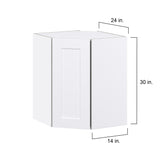 Hugo&Borg Jolie 24-in W x 30-in H x 14-in D Warm White Diagonal Corner Wall Fully Assembled Cabinet (Flat Panel Shaker Style)