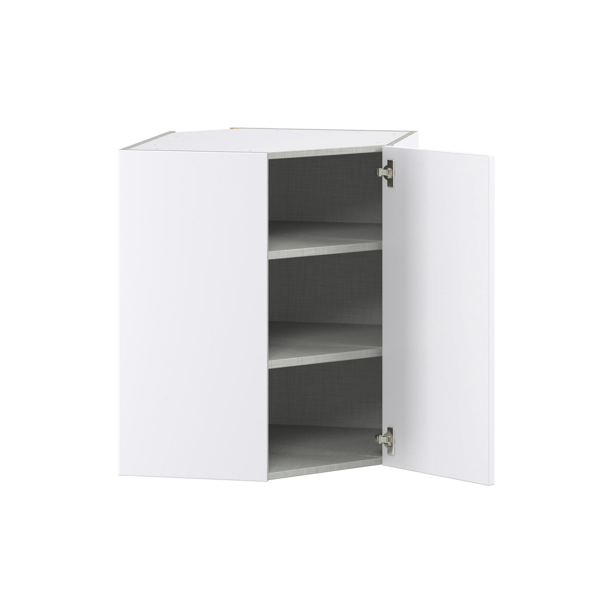 Hugo&Borg Jolie 24-in W x 30-in H x 14-in D Warm White Diagonal Corner Wall Fully Assembled Cabinet (Flat Panel Shaker Style)