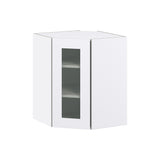 Hugo&Borg Jolie 24-in W x 30-in H x 14-in D Warm White Blind Corner Wall Fully Assembled Cabinet (Glass Panel Shaker Style)