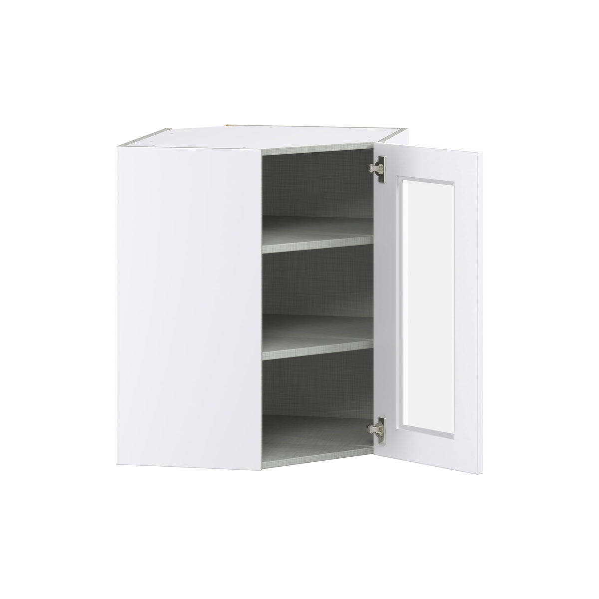 Hugo&Borg Jolie 24-in W x 30-in H x 14-in D Warm White Blind Corner Wall Fully Assembled Cabinet (Glass Panel Shaker Style)