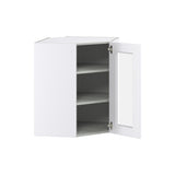 Hugo&Borg Jolie 24-in W x 30-in H x 14-in D Warm White Blind Corner Wall Fully Assembled Cabinet (Glass Panel Shaker Style)