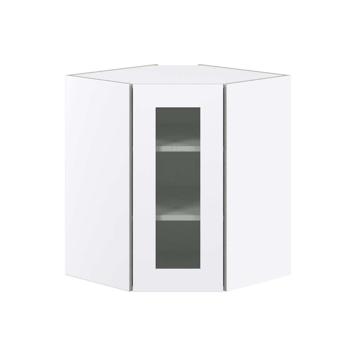 Hugo&Borg Jolie 24-in W x 30-in H x 14-in D Warm White Blind Corner Wall Fully Assembled Cabinet (Glass Panel Shaker Style)