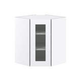 Hugo&Borg Jolie 24-in W x 30-in H x 14-in D Warm White Blind Corner Wall Fully Assembled Cabinet (Glass Panel Shaker Style)